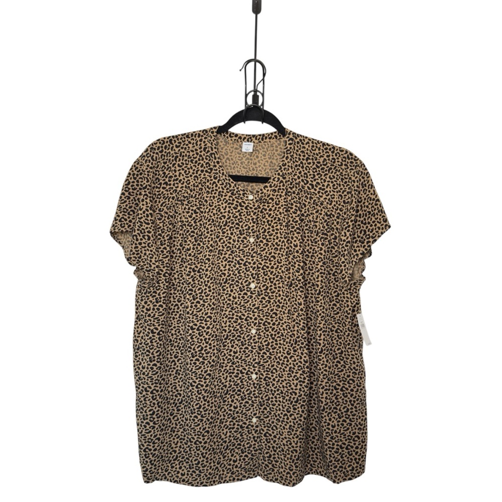 Old Navy Large Animal Print Short Sleeve Button Top Whimsigoth Y2K Mob Wife
